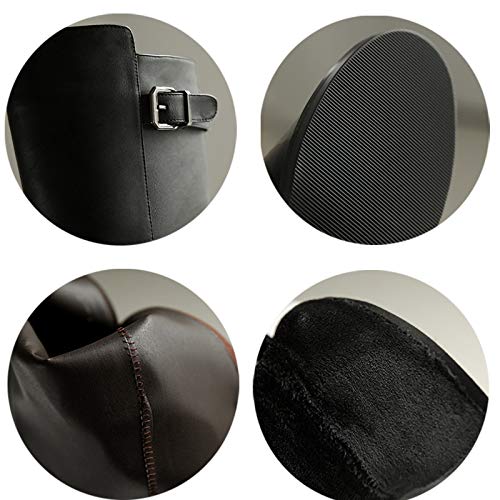 HEWXWX Nuevas Botas DE MONTAÑA DE Caballo,Botas de Equitación Femenina,Traje Medieval de Estilo escocés Botas Altas de Cuero Liso,Botas de Campo de Competición Deportiva,Brown(Warmth)-EU35