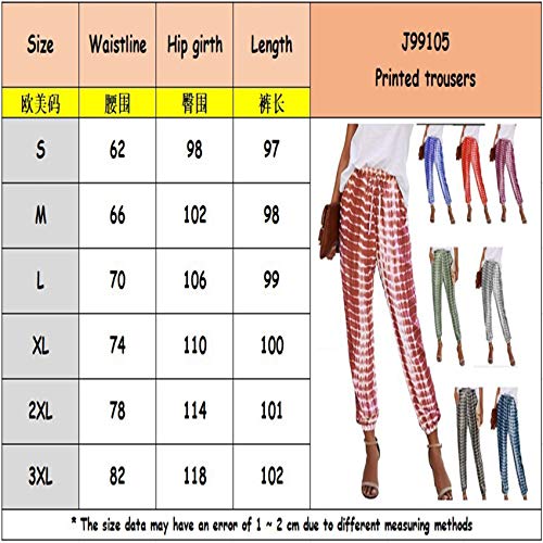 Hhckhxww Pantalones EláSticos con Estampado Tie-Dye De Rayas para Mujer
