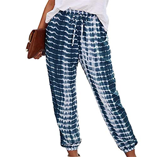 Hhckhxww Pantalones EláSticos con Estampado Tie-Dye De Rayas para Mujer