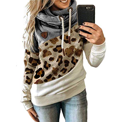 Hhckhxww SuéTer Suelto De Lana con Capucha Estampada con Costura para Mujer De OtoñO E Invierno