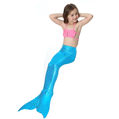 HHD® 3Pcs Establece bañadores niña Traje de baño Bañador De Sirena Disfraz De Princesa Bikini niña Cola de Sirena para Nadar Las niñas Bikini de Traje de baño