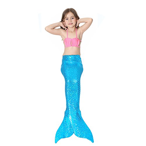 HHD® 3Pcs Establece bañadores niña Traje de baño Bañador De Sirena Disfraz De Princesa Bikini niña Cola de Sirena para Nadar Las niñas Bikini de Traje de baño