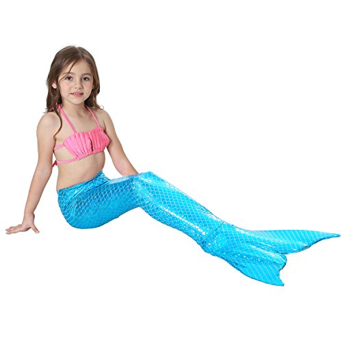 HHD® 3Pcs Establece bañadores niña Traje de baño Bañador De Sirena Disfraz De Princesa Bikini niña Cola de Sirena para Nadar Las niñas Bikini de Traje de baño