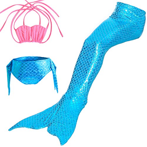 HHD® 3Pcs Establece bañadores niña Traje de baño Bañador De Sirena Disfraz De Princesa Bikini niña Cola de Sirena para Nadar Las niñas Bikini de Traje de baño