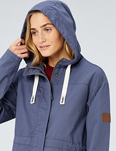 HIKARO Chaqueta Ligera Estilo Parka con Capucha Mujer, Azul (Denim), 36 (Talla del fabricante: X-Small)