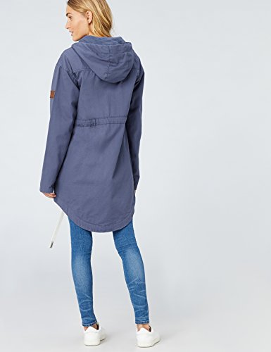 HIKARO Chaqueta Ligera Estilo Parka con Capucha Mujer, Azul (Denim), 38 (Talla del fabricante: Small)