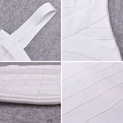 HLBandage Spaghetti Strap Women's Rayon Mini Bodycon Bandage Dress(S,Blanco)