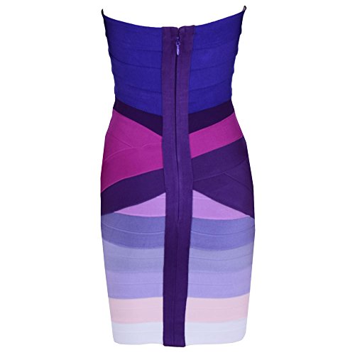 HLBandage Women Gradient Strapless Bodycon Mini Bandage Dress(S,Gradiente Morado)