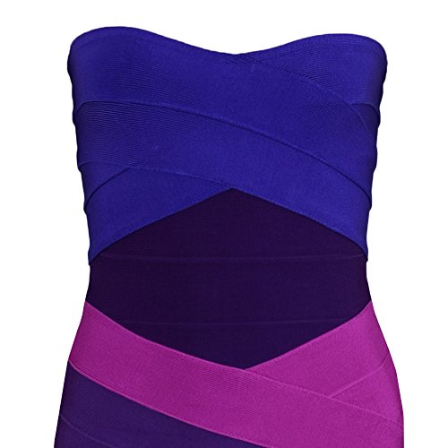 HLBandage Women Gradient Strapless Bodycon Mini Bandage Dress(S,Gradiente Morado)