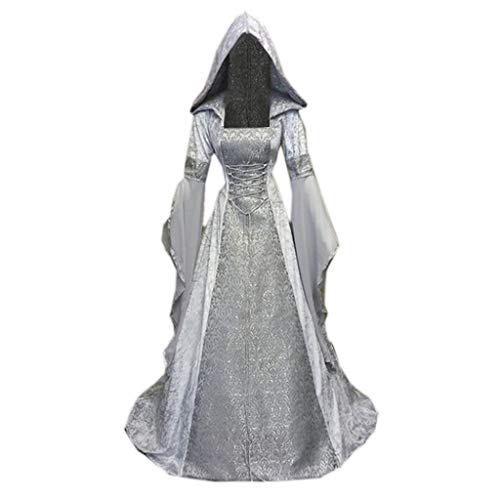 Holataa Vestido Mujer Fiesta Largo Disfraz Mujer Carnaval Vestido con Capucha Vintage Gótico Medieval de Halloween Cosplay