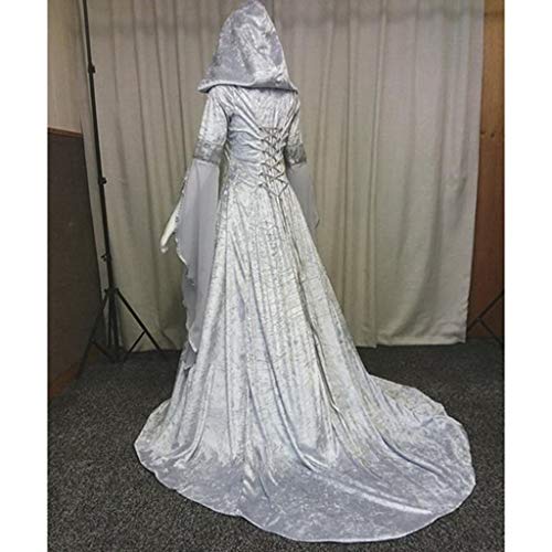 Holataa Vestido Mujer Fiesta Largo Disfraz Mujer Carnaval Vestido con Capucha Vintage Gótico Medieval de Halloween Cosplay