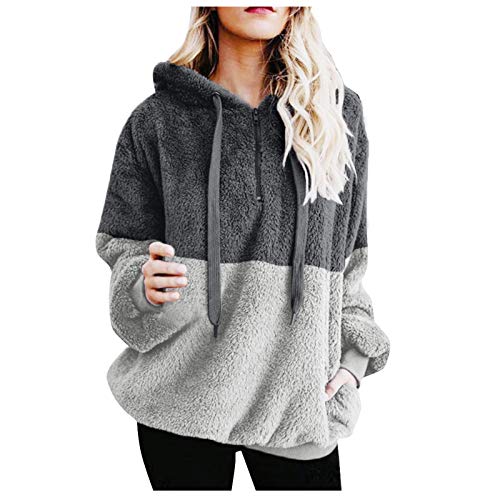 Holatee Sudadera Mujer con Capucha Abrigos Mujer Invierno Tallas Grandes Felpa Hoodie Sweatshirt Chica Moda
