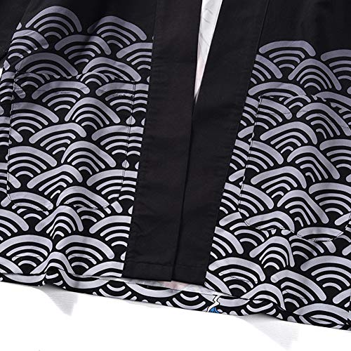 Hombre Camisa Kimono Hippie Cloak Estilo Japonés Estampado Holgado Manga 3/4 Cardigan 811009 L