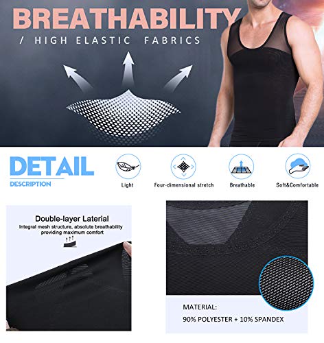 Hombres adelgazantes Body Shaper Chaleco Camisa compresión pecho Abdomen Slim Tank Top Camiseta