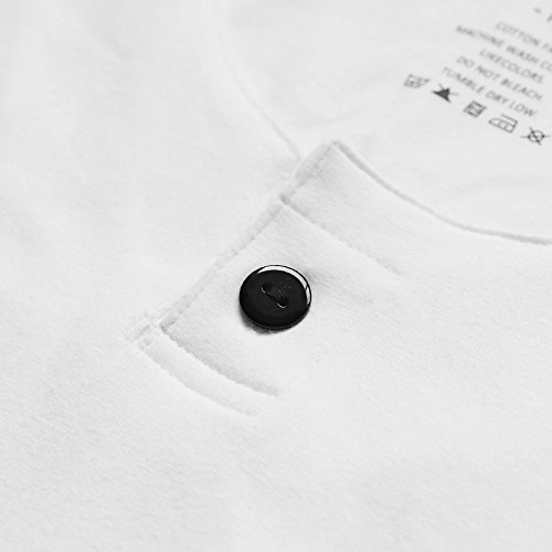 Hombres Casual Manga Corta Camiseta Soltero Botón Abertura Llano v Cuello Camisas Algodón