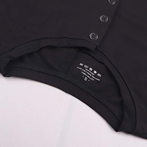 Hombres de Manga Corta Onesie Henley para Hombre Ramper de algodón elástico súper cómodo