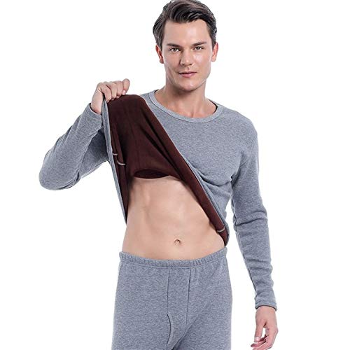 Hombres Térmicas Conjuntos De Ropa Interior De Los Hombres De Color Gris Cálido Ropa Interior Casual Hight Largo Tramo Viejo Conjunto MenThermal Pijamas (Color : 1, Size : XX-Large)