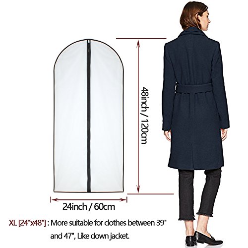 HomeClean Bolsas para Ropa a Prueba de polillas 60cmx 120cm (Paquete de 6) Bolsas con Cremallera Completa y Transpirable Lateral Negra para la Ropa de Invierno Abrigos Chaquetas Ropa