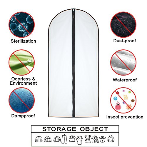 HomeClean Bolsas para Ropa a Prueba de polillas 60cmx 120cm (Paquete de 6) Bolsas con Cremallera Completa y Transpirable Lateral Negra para la Ropa de Invierno Abrigos Chaquetas Ropa