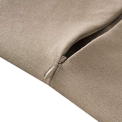 HOMEYEE Vestido Casual de Negocios con Cuello Redondo y Manga 3/4 con Cuello Redondo de Manga Corta para Mujer B463(EU 40 = Size L,Marrón)