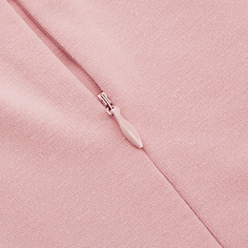 HOMEYEE - Vestido - Corte Imperio Floral Cutaway Sin Mangas - para Mujer B288 (36 = Small, Rosa Claro + Floral - Manga 3/4)