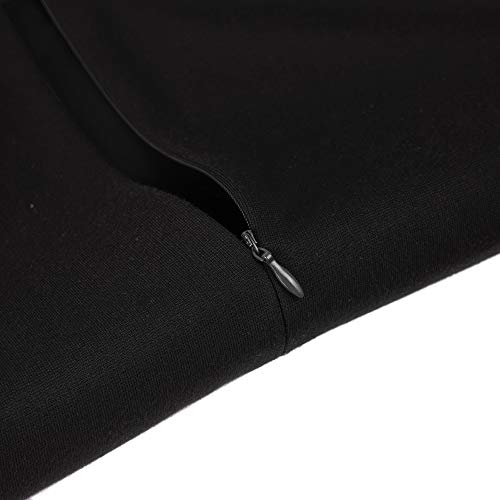 HOMEYEE Vestido de Negocios elástico de Color Vintage con Contraste y Hueco para Mujer B571 (S, Negro + Blanco)
