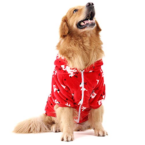 HORSE SECRET Pijama Hombre Mujer, Pijama en Tejido Franela Polar Suave y cómodo para Toda la Familia, excelente para Invierno, Rojo Navidad - Perro & Gato, L