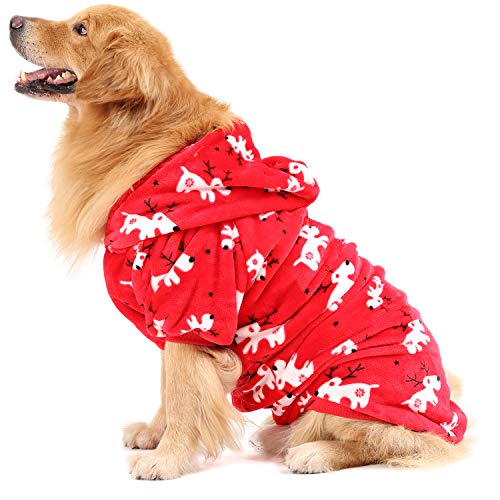HORSE SECRET Pijama Hombre Mujer, Pijama en Tejido Franela Polar Suave y cómodo para Toda la Familia, excelente para Invierno, Rojo Navidad - Perro & Gato, L