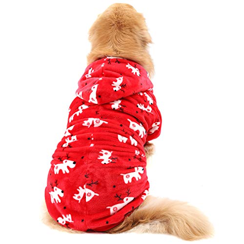 HORSE SECRET Pijama Hombre Mujer, Pijama en Tejido Franela Polar Suave y cómodo para Toda la Familia, excelente para Invierno, Rojo Navidad - Perro & Gato, L