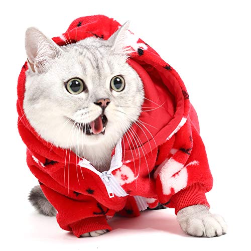 HORSE SECRET Pijama Hombre Mujer, Pijama en Tejido Franela Polar Suave y cómodo para Toda la Familia, excelente para Invierno, Rojo Navidad - Perro & Gato, L