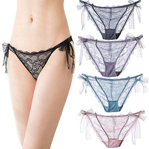 HTRUIYATY Perspectiva Tangas Mujer Pack no Ajustable Bragas sin Costuras Tanga de Encaje para Mujer Adecuado para Citas Barra para Tomar el Sol-Multicolor