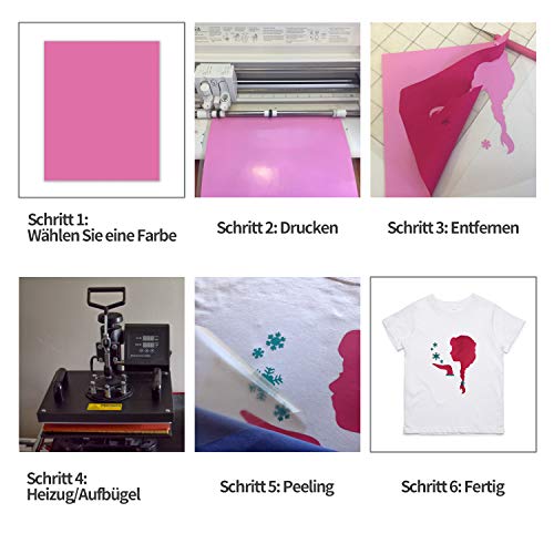 HTVRONT Plotterfolie Textil - 26 Pack Flexfolie 30.48 cm x 25.4 cm para DIY camisetas & telas (20 colores)
