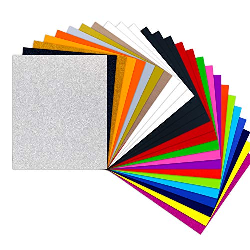HTVRONT Plotterfolie Textil - 26 Pack Flexfolie 30.48 cm x 25.4 cm para DIY camisetas & telas (20 colores)