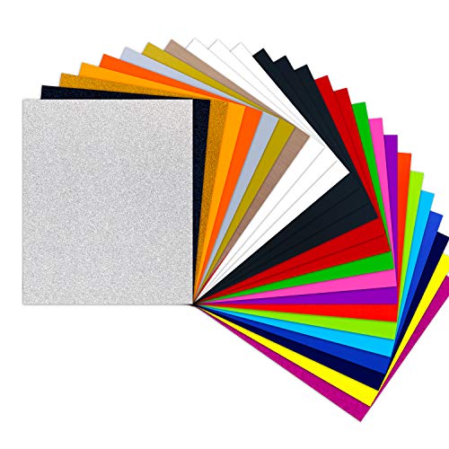 HTVRONT Plotterfolie Textil - 26 Pack Flexfolie 30.48 cm x 25.4 cm para DIY camisetas & telas (20 colores)