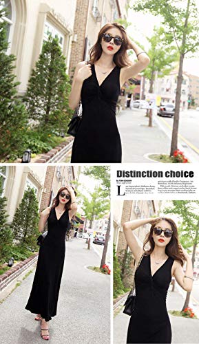 HUANSUN Nueva Ropa de Dormir camisón sin Mangas para Mujer Vestido de Noche Largo de algodón Camisones Suaves camisón de Noche para Mujer camisón, Negro, Talla única