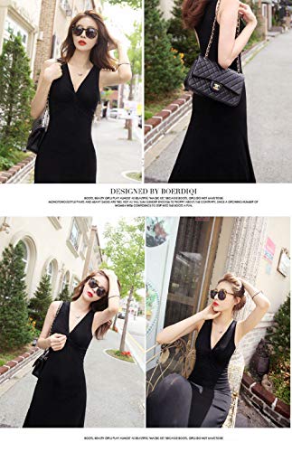 HUANSUN Nueva Ropa de Dormir camisón sin Mangas para Mujer Vestido de Noche Largo de algodón Camisones Suaves camisón de Noche para Mujer camisón, Negro, Talla única