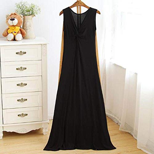 HUANSUN Nueva Ropa de Dormir camisón sin Mangas para Mujer Vestido de Noche Largo de algodón Camisones Suaves camisón de Noche para Mujer camisón, Negro, Talla única