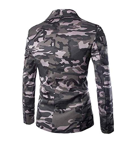 huateng Chaqueta de Traje Casual de Camuflaje de Tendencia para Hombres Chaqueta de Traje Delgado de Estilo Militar Chaqueta de Abrigo