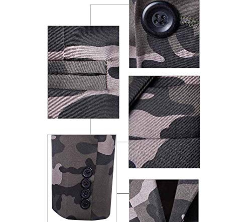 huateng Chaqueta de Traje Casual de Camuflaje de Tendencia para Hombres Chaqueta de Traje Delgado de Estilo Militar Chaqueta de Abrigo