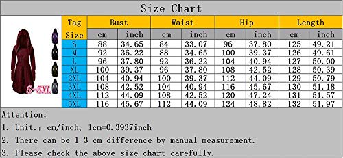 huateng Vestido con Capucha para Mujer Medieval Renacimiento gótico Steampunk Capa Uniforme Capa Cruzada Cordón asimétrico Dobladillo Retro