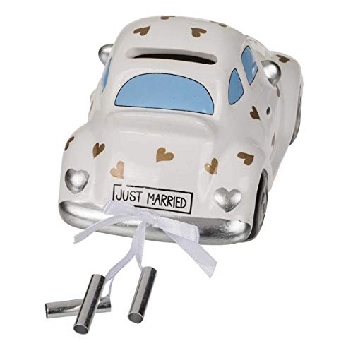 Hucha con Cerradura, Coche de Boda, Just Married, Aprox. 16 x 8,5 cm