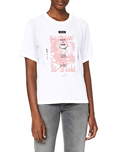 Hurley W Floral Spike Crew Camisetas, Mujer, White, S