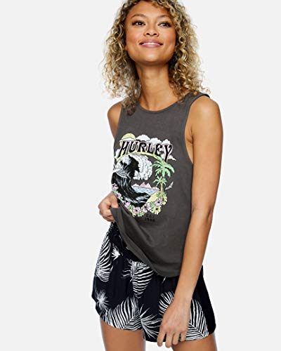 Hurley W Flower Tubing Flouncy Tank Camiseta De Tirantes, Mujer, Thunder Grey, L