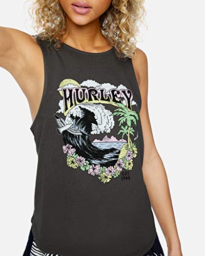 Hurley W Flower Tubing Flouncy Tank Camiseta De Tirantes, Mujer, Thunder Grey, L