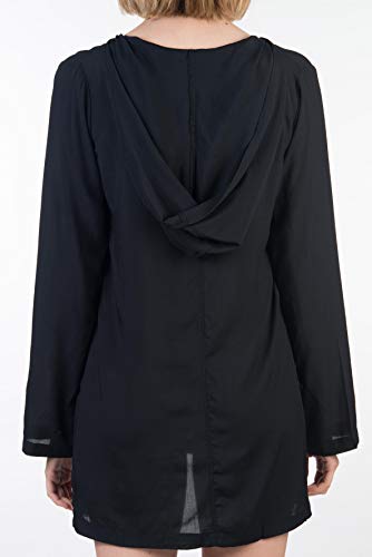 Hurley W Hana Hooded Coverup Vestido, Mujer, Black, S