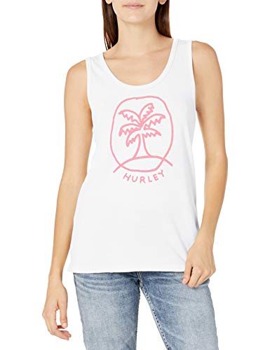 Hurley W Palmellow Scoop Tank Camiseta De Tirantes, Mujer, White, M