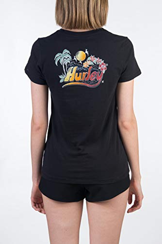 Hurley W Retro Beach Perf SS Crew Camiseta, Mujer, Black, XS