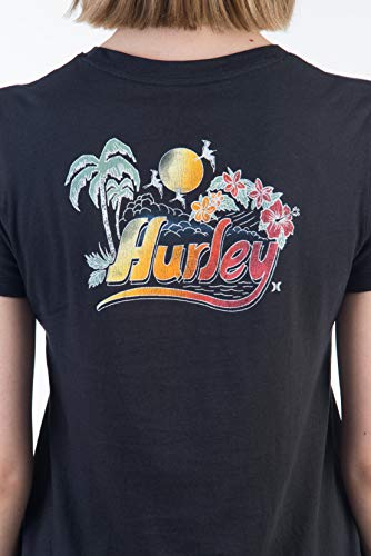 Hurley W Retro Beach Perf SS Crew Camiseta, Mujer, Black, XS