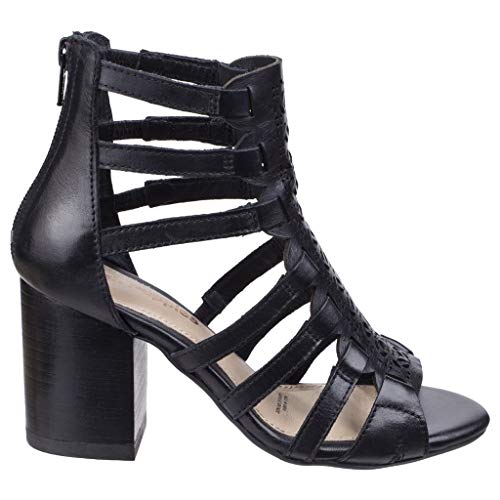 Hush Puppies - Sandalias de tacón Malia Baja con Tiras de Piel para Mujer señora (41 EU) (Negro)