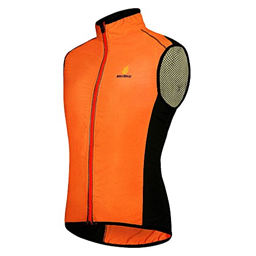 HYSENM Chaleco sin mangas para ciclismo y bicicleta de montaña con logo Tour de France [Cortavientos + Transpirable + Reflectante] Poliéster Extra grande naranja